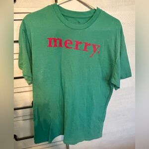 Celebrate It Green Tee with Red 'Merry' Print